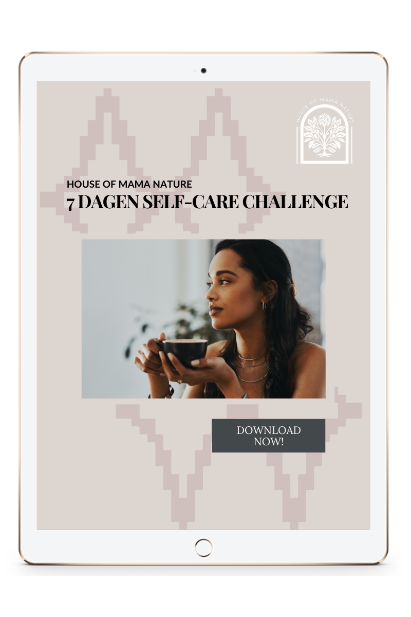 Freebie 7 dagen Self-Care Challenge voorkant, op een tablet.